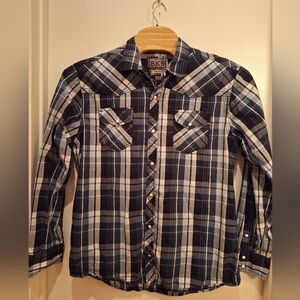 BKE Vintage Men’s Size XL Athletic Fit Pearl Snap Western Distressed Long Sleeve